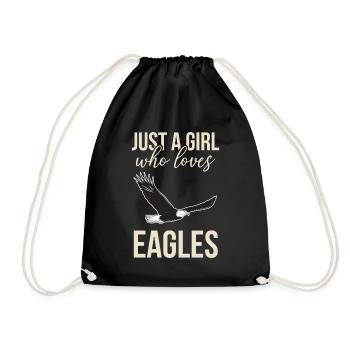 Girl loves eagle falconry falcon hawk hawk - Drawstring Bag - black - Front