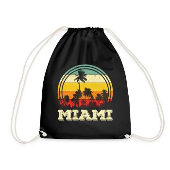 Miami Retro Floride Palm Skyline Beach - Sac de sport léger - noir - Devant