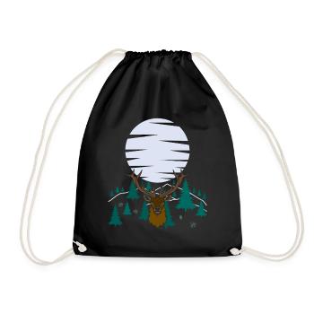 Bois de lune de cerf avec bois de cerf - Sac de sport léger - noir - Devant