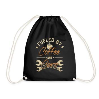 Fueled by Coffee and Cars Car Technician Auto - Drawstring Bag - black - Front