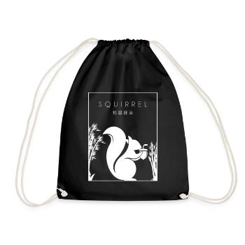 Squirrel Chinese Hanzi Eastern Gray Japanese Fox - Drawstring Bag - black - Front