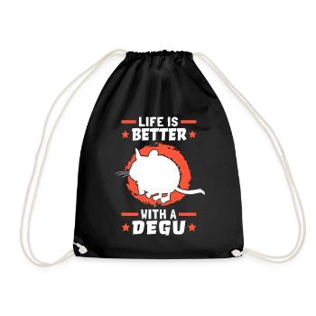 Life is better with Degus Ordinary Degu - Drawstring Bag - black - Front