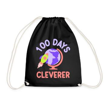 100 Days of Clever Sayings Sweet Team Funny - Drawstring Bag - black - Front