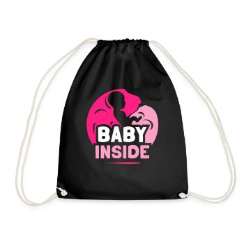 Baby Inside Pregnant Announcement Baby Inside - Drawstring Bag - black - Front