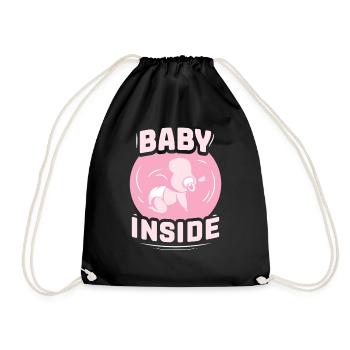 Baby Im Inneren Baby Inside Ankündigung Schwanger - Turnbeutel - Schwarz - Vorne