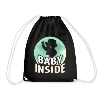 Baby Im Inneren Schwanger Baby Inside Ankündigung - Turnbeutel - Schwarz - Vorne