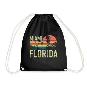 Miami Florida Palmen Sunset Strand Sonne Meer - Turnbeutel - Schwarz - Vorne