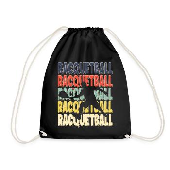 Cool Retro Text Silhouette Racquetball - Drawstring Bag - black - Front