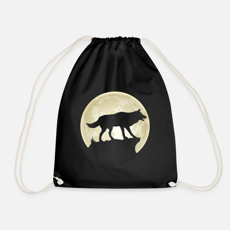 Vollmond Wolf Rudel Wolfsrudel - Turnbeutel - Schwarz
