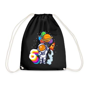 Astronaut 9th Birthday Space Boy Gift - Drawstring Bag - black - Front