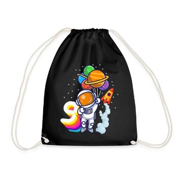 Astronaut 9th Birthday Space Boy Gift - Drawstring Bag - black - Front