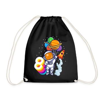 Astronaut 8th Birthday Space Boy Gift - Drawstring Bag - black - Front
