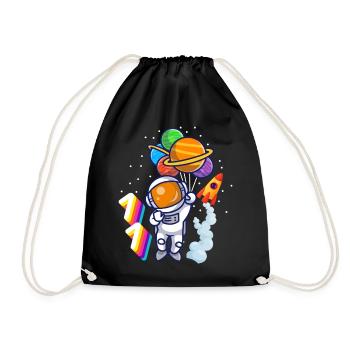 Astronaut 11th Birthday Space Boy Gift - Drawstring Bag - black - Front