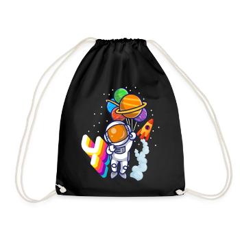 Astronaut 4th Birthday Space Boy Gift - Drawstring Bag - black - Front