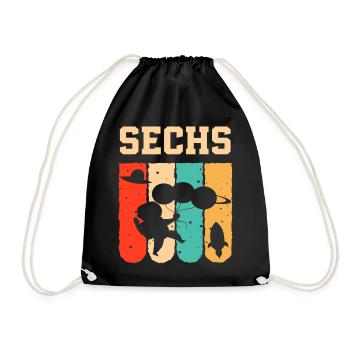 Astronaut 6th Birthday Space Boy Gift - Drawstring Bag - black - Front