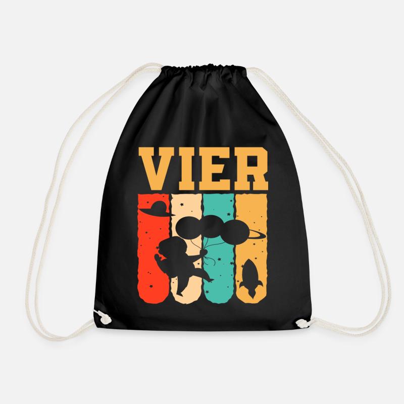Astronaut 4. Geburtstag Weltraum Jungen Geschenk - Turnbeutel - Schwarz