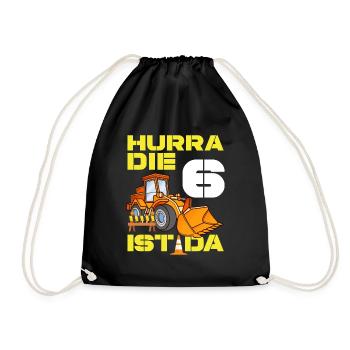 Bagger 6. Geburtstag Baggerfahrer Jungen Geschenk - Turnbeutel - Schwarz - Vorne