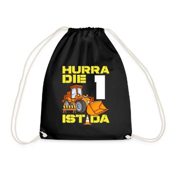 Excavator 1st Birthday Excavator Driver Boy Gift - Drawstring Bag - black - Front