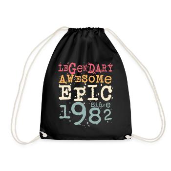 Born in 1982 Birthday Gift - Drawstring Bag - black - Front