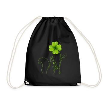 You Are My Lucky Charm Squirrel - Drawstring Bag - black - Front