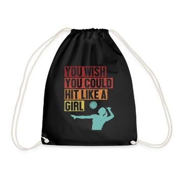 Hit like a Girl Player Coach Team Trainer - Drawstring Bag - black - Front