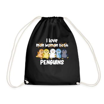 Aroace Flag Pride LGBTQ cute penguin - Drawstring Bag - black - Front