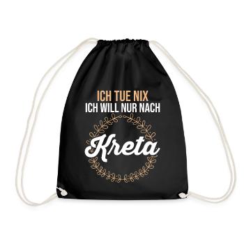 Ich tue nix ich will nur nach Kreta - Turnbeutel - Schwarz - Vorne