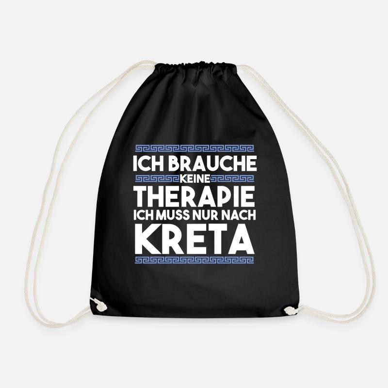 Ich brauche keine Therapie ich muss nur nach Kreta - Turnbeutel - Schwarz