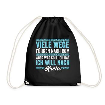 Ich will nach Kreta - Turnbeutel - Schwarz - Vorne