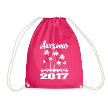 Awesome Since 2017 - Drawstring Bag - fuchsia - Front