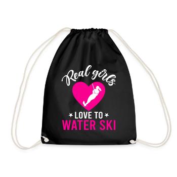 Waterskiing - Real girls love to water ski - Water - Drawstring Bag - black - Front