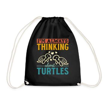Cute turtle sea turtle I think - Drawstring Bag - black - Front