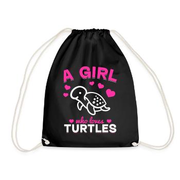 Sea Turtle Lover Girls Turtles - Drawstring Bag - black - Front