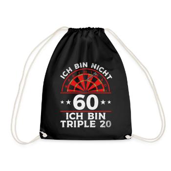 Ich bin nicht 60 Ich bin triple 20 I Geburtstag - Turnbeutel - Schwarz - Vorne