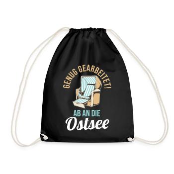 Genug gearbeitet ab an die Ostsee - Turnbeutel - Schwarz - Vorne