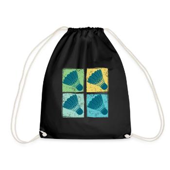 Badminton Shuttlecocks Pop Art - Drawstring Bag - black - Front