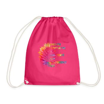 Juneteenth July 4th Independence Day Sunflower - Drawstring Bag - fuchsia - Front