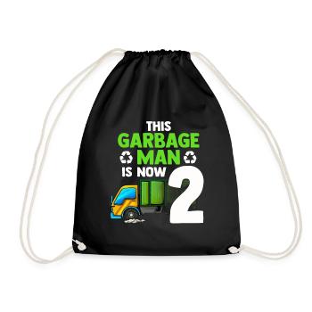 Garbage truck Müllmann Recycling 3rd birthday - Drawstring Bag - black - Front