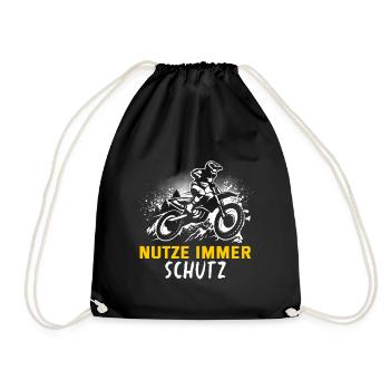 Motocross Geschenk Für Enduro Supermoto Dirt Bike - Turnbeutel - Schwarz - Vorne