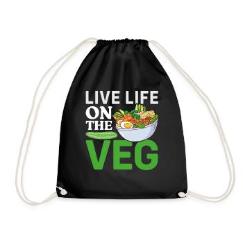 Vegetarier Veganer Vegan Veggie Tierschutz Gemüse - Turnbeutel - Schwarz - Vorne