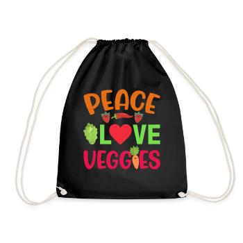 Vegetarier Veganer Vegan Veggie Tierschutz Gemüse - Turnbeutel - Schwarz - Vorne