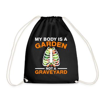 Vegetarian Vegan Vegan Veggie Animal Welfare Vegetables - Drawstring Bag - black - Front