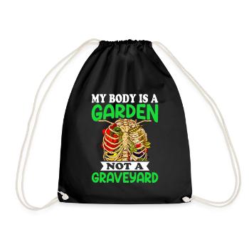 Vegetarier Veganer Vegan Veggie Tierschutz Gemüse - Turnbeutel - Schwarz - Vorne