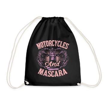 Motorrad Damen Geschenk Motorradfahrerin - Turnbeutel - Schwarz - Vorne