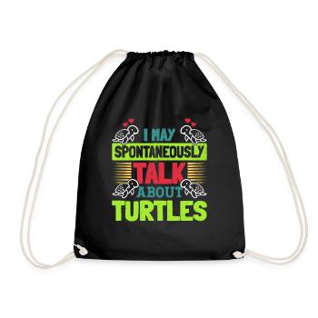 I can talk spontaneously about turtles - Drawstring Bag - black - Front