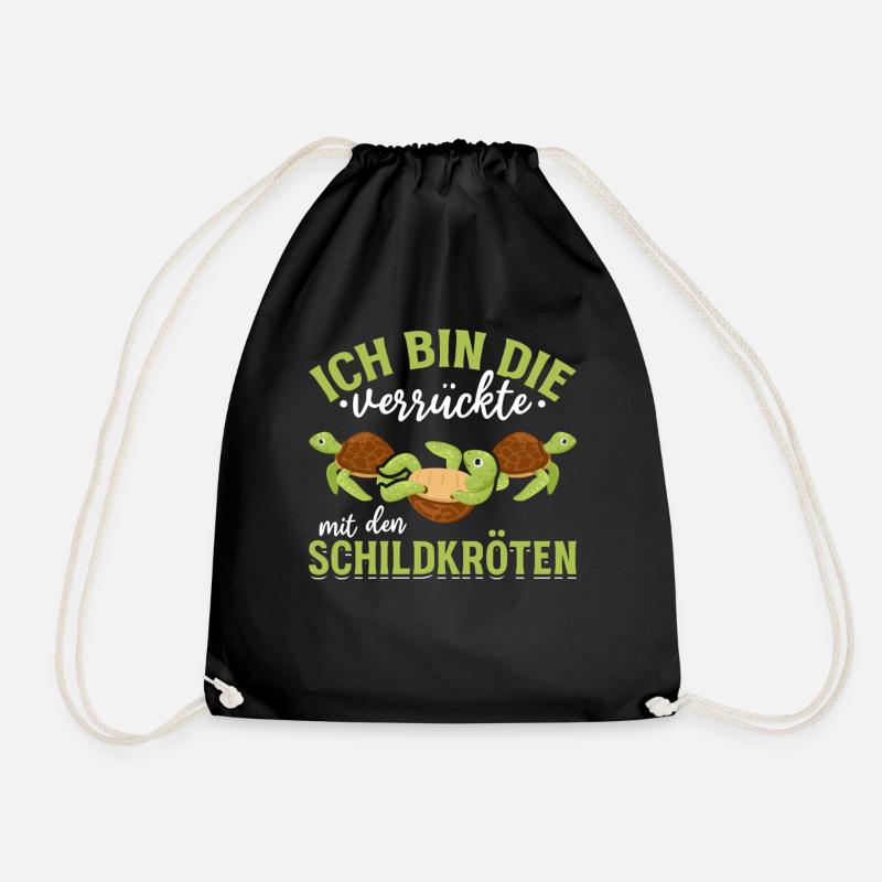 Grüne Schildkröte Ich bin die verrückte mit den - Turnbeutel - Schwarz