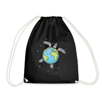 Turtle Earth Sea Turtle Earth Day - Drawstring Bag - black - Front