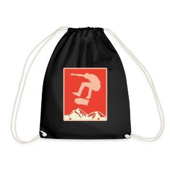 Skater Skateboard Gift Halfpipe Sk8 Ollie - Drawstring Bag - black - Front