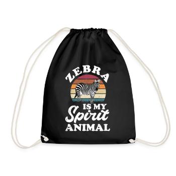 Zebra - Drawstring Bag - black - Front