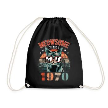 Meowsome 1970 Geburtsjahr 1970 Katze Geburtstag - Turnbeutel - Schwarz - Vorne